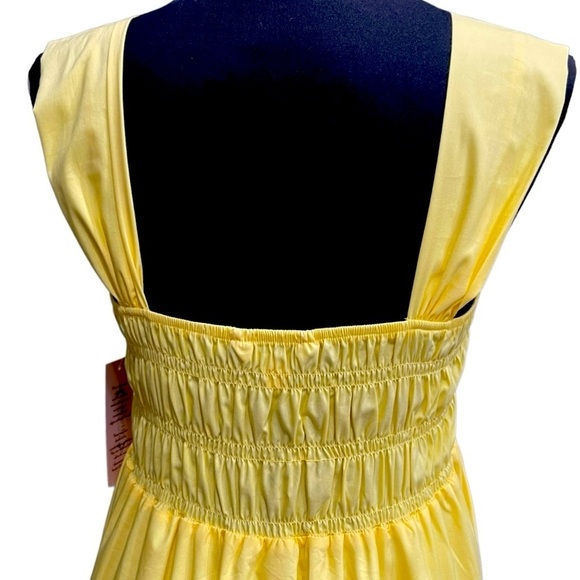 Nanette Lepore Yellow Smocked Midi Dress NWT | Sleeveless Tiered | Size 10 - Picture 4 of 12